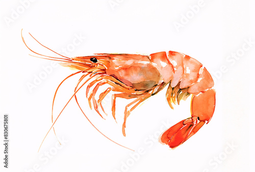 海老の水彩イラスト
