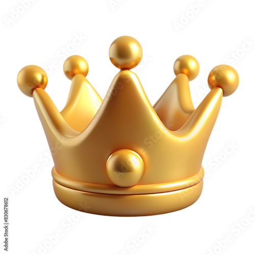 3d gold crown on transparent background