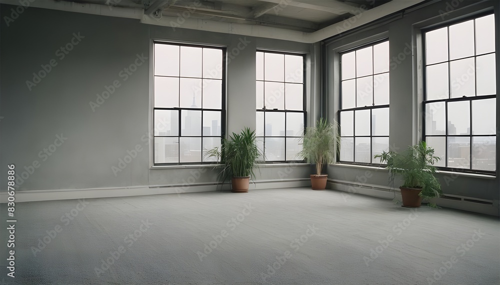 An empty loft livingroom penthouse NY,Madrid,London for Augmented reality mockup pattern frame An empty loft livingroom penthouse NY,Madrid,London for Augmented reality mockup pattern frame