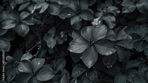 Desaturated Garden with Carissa Flower in Black and Green Palette photo
