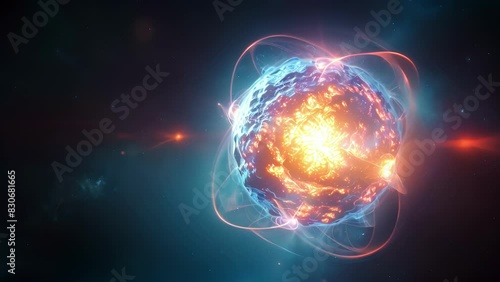 A single glowing orb representing the condensed energy of multiple electrons in their respective energy levels. photo