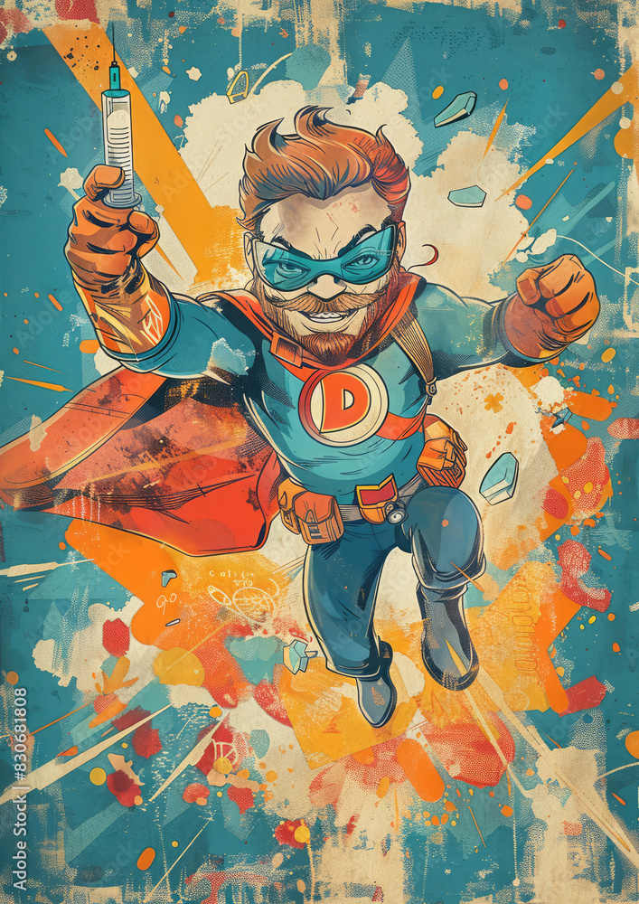 Naklejka premium Dynamic Superhero in Action 