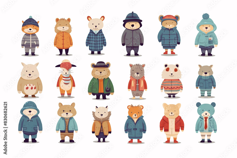 Set of animal characters on a white background. Set of animal characters on a white background.