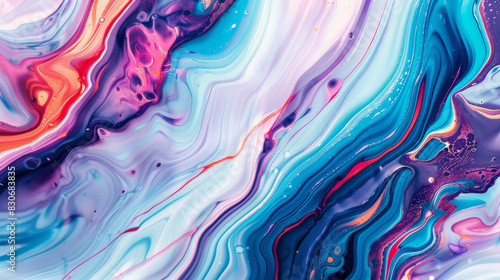 Vibrant Swirling Colors  Abstract Fluid Art in Blue and Pink