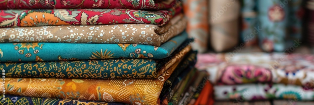 Fabrics Stack for Fall Sewing Projects. Pile of Textile Material for Sewing Project Fabrics Stack for Fall Sewing Projects. Pile of Textile Material for Sewing Project
