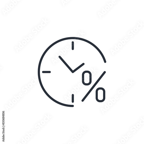 Time and percentage. Financial analytics. Vector linear icon isolated on white background.