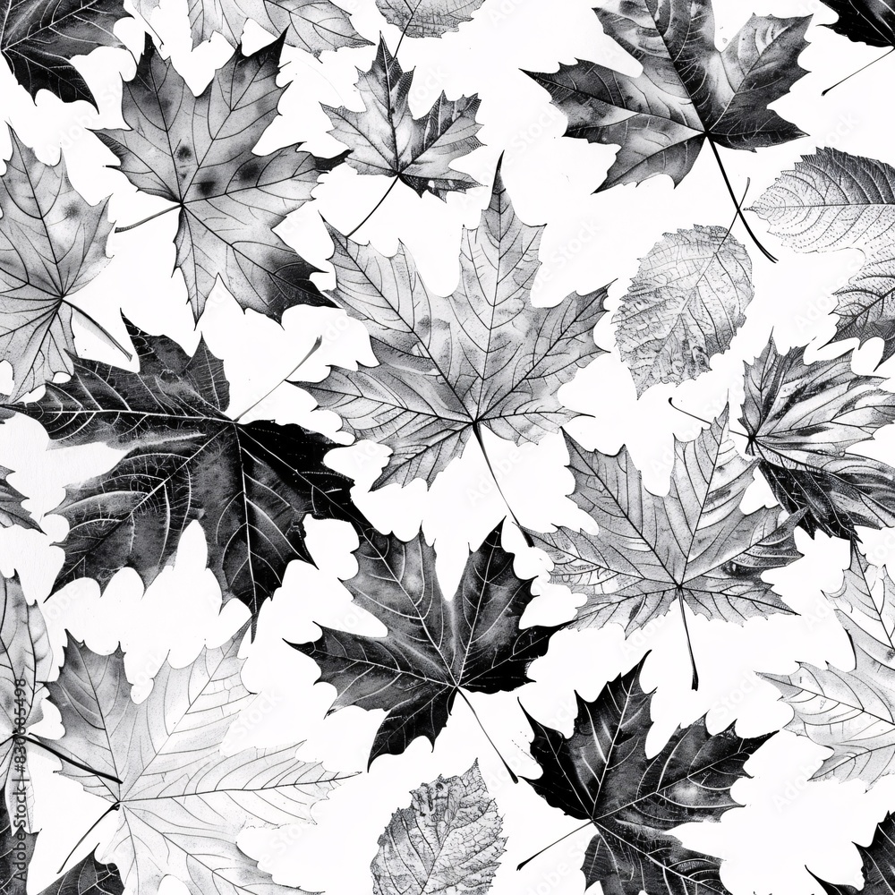 Close-up Pattern of Leaf Shapes in Black and White Close-up Pattern of Leaf Shapes in Black and White