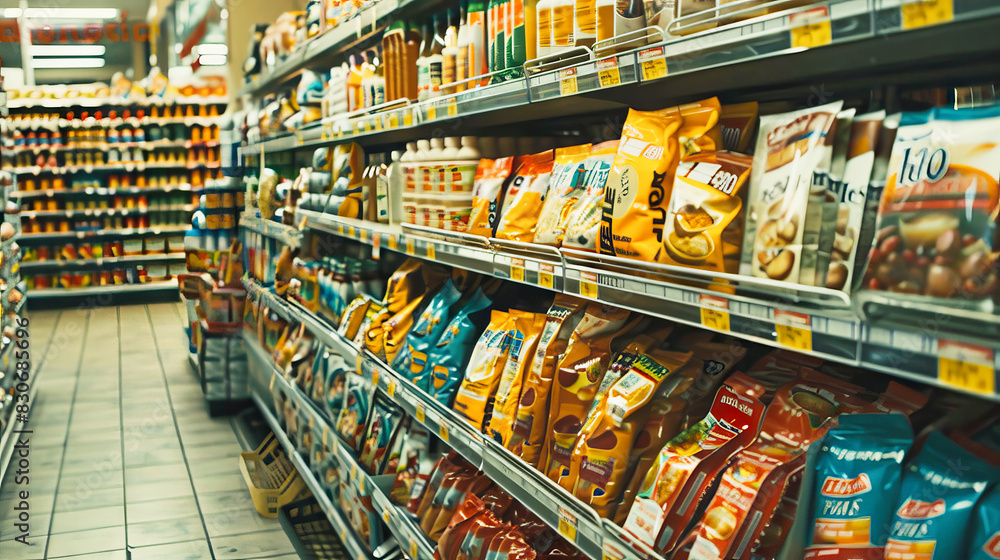 Obraz premium A grocery store shelves full of food products