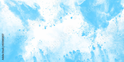 Light blue watercolour paper texture grunge paint. background. blue and white watercolor paint splash or blotch. Freeze motion of drop splash. Artwork for creative banner, card, template design vector