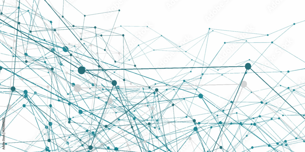 Abstract digital background of points and lines. abstract technology Network nodes with polygonal shapes on blue Vector background. Modern technology concept network connects, data structure design.