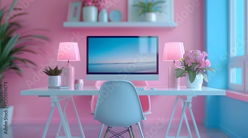 Minimalist home office setup with iMac