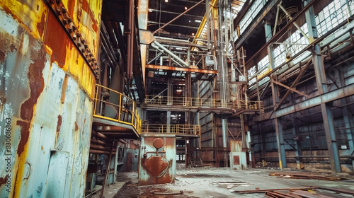 Inside an abandoned industrial factory