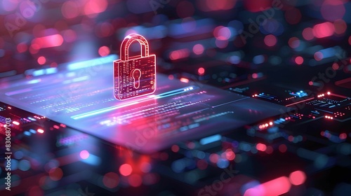 digital padlock symbolizing cybersecurity and data protection, surrounded by glowing circuits and binary code, emphasizes importance of strong passwords for privacy