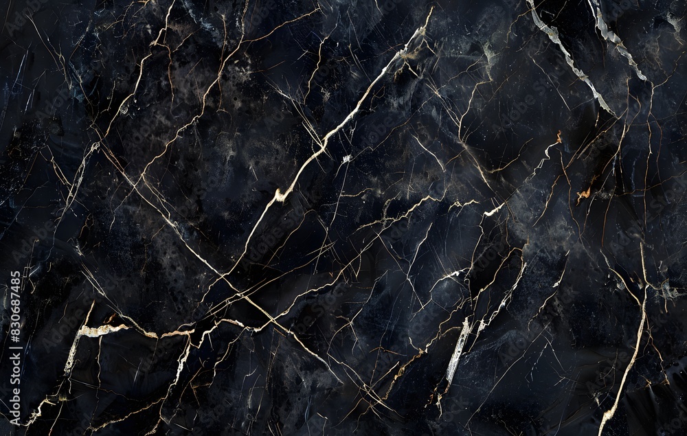 Black Marble Texture Background with Cracks, Top View Black Marble Texture Background with Cracks, Top View
