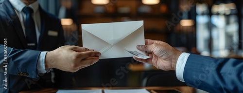 Business Professional Handing Over Letter of Recommendation