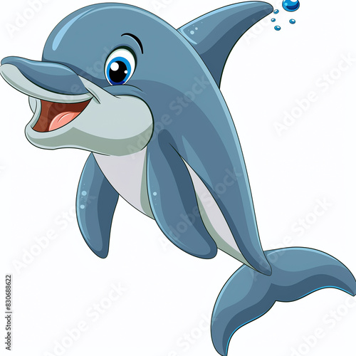 Dolphin, cartoon style, white background