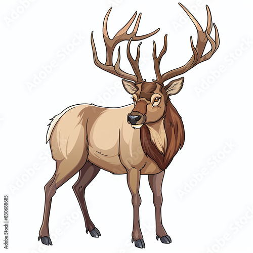 Elk, cartoon style, white background