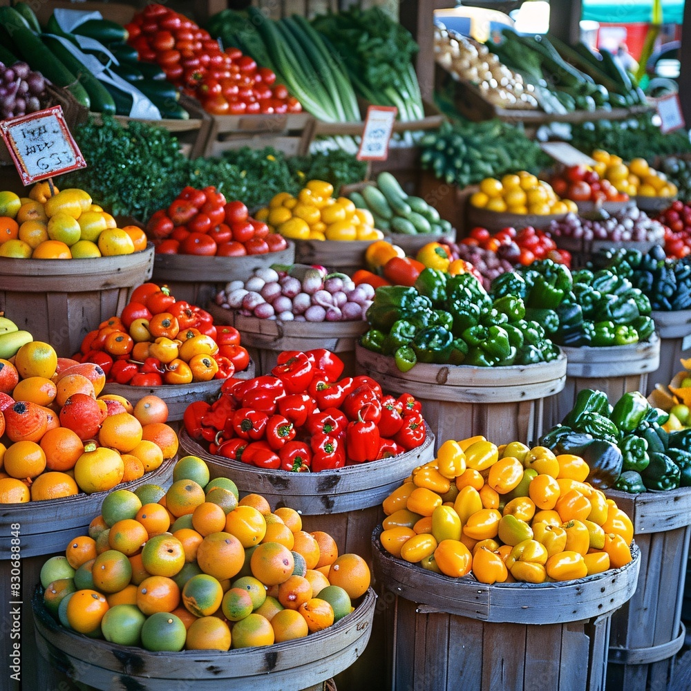 Colorful Variety of Fresh Produce at a Farmers Market