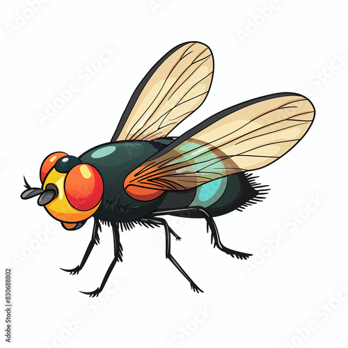 Fly, cartoon style, white background