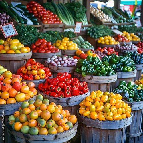 Colorful Variety of Fresh Produce at a Farmers Market