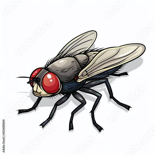 Fly, cartoon style, white background