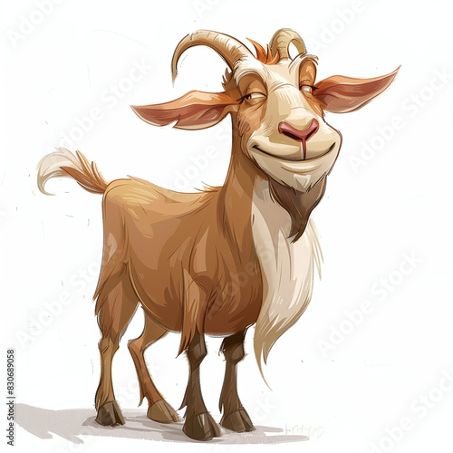 Goat, cartoon style, white background
