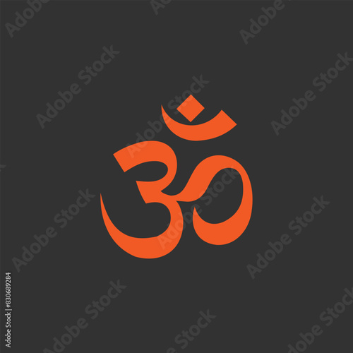 Om symbol, a prominent symbol in Hinduism, depicted in orange against a background
