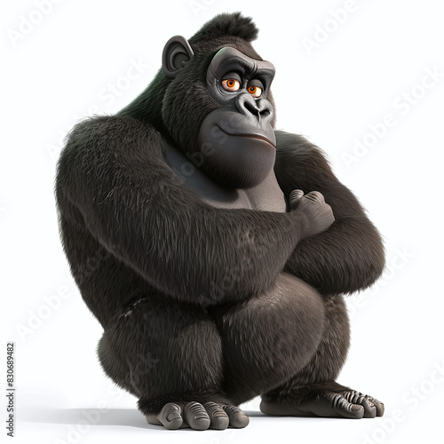 Gorilla, cartoon style, white background