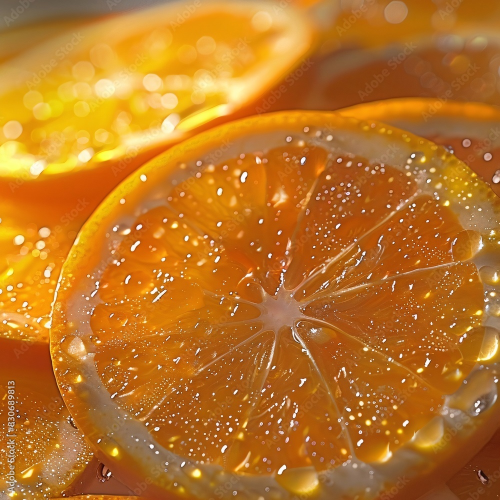 Freshly Sliced Orange Wedges Dripping with Juice Freshly Sliced Orange Wedges Dripping with Juice