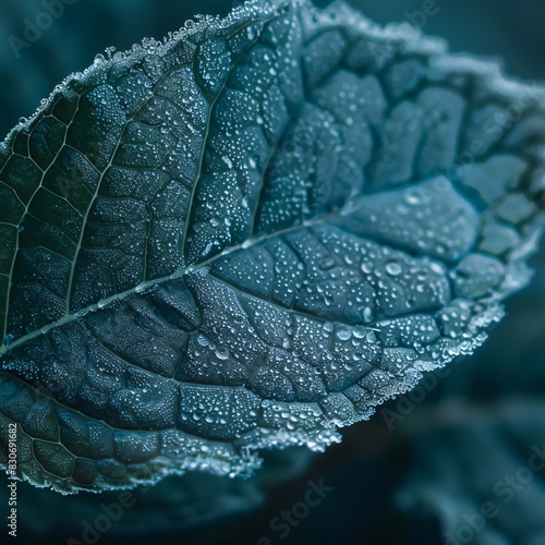Vibrant Leaf with Drops of Water