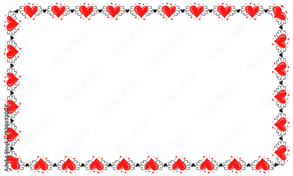 Hand drawn hearts border and frame design Hand drawn hearts border and frame design