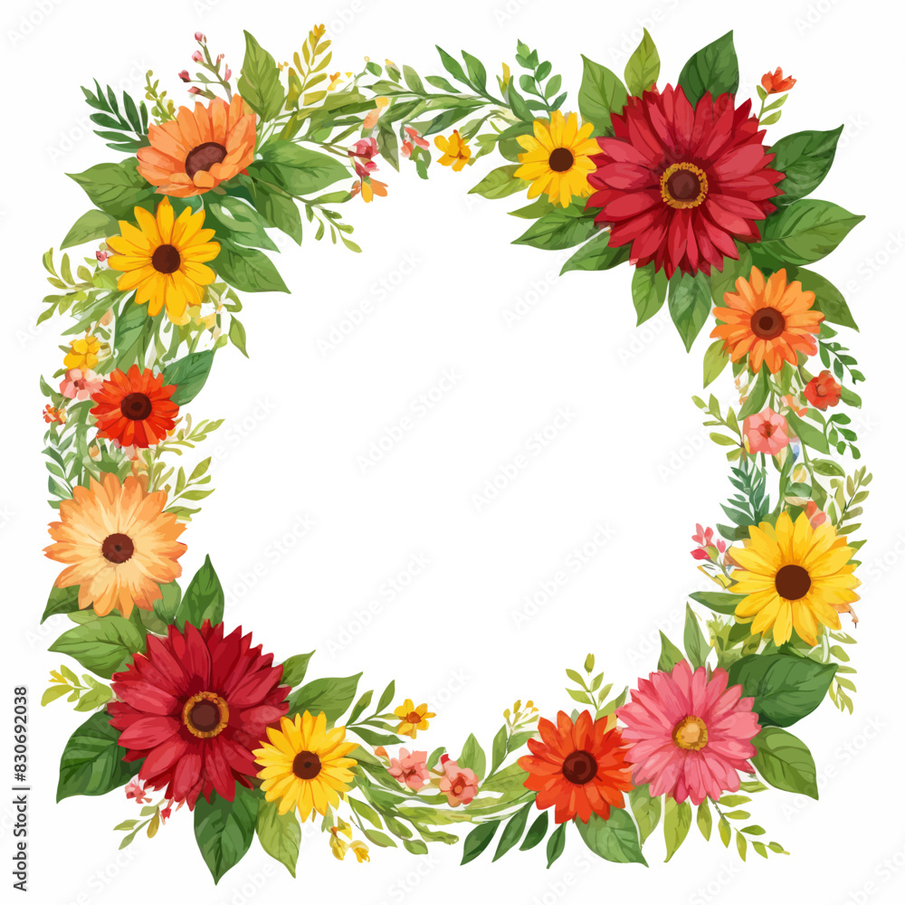 a wreath made of flowers and leaves on a white background a wreath made of flowers and leaves on a white background