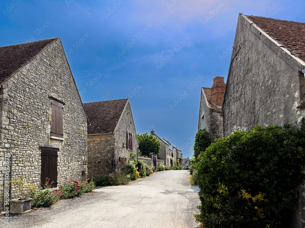Street view of old village Yevre-la-Ville in France Street view of old village Yevre-la-Ville in France