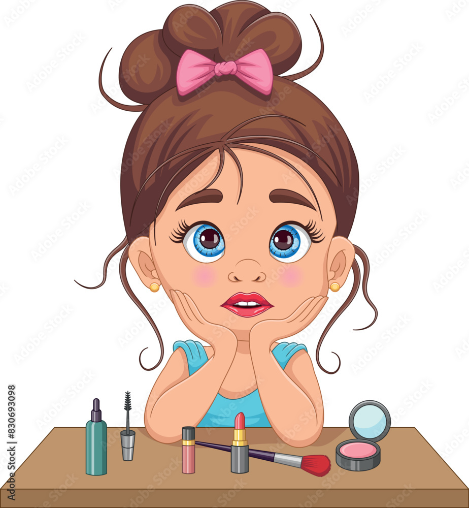 Little girl playing makeup