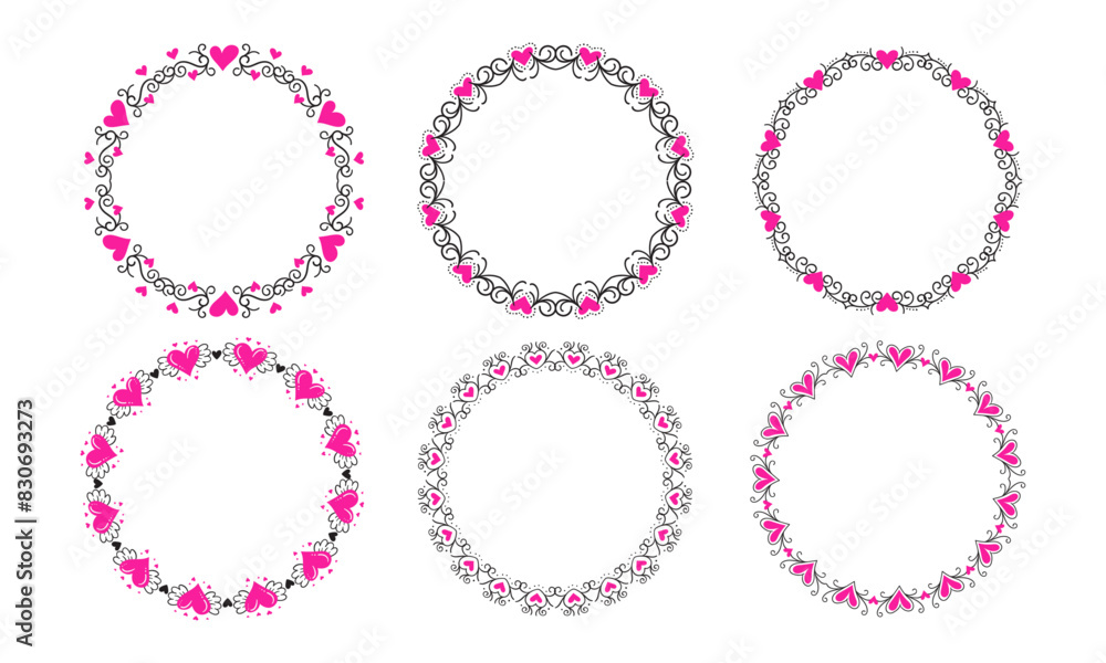 Hand drawn hearts border and frame design collection Hand drawn hearts border and frame design collection