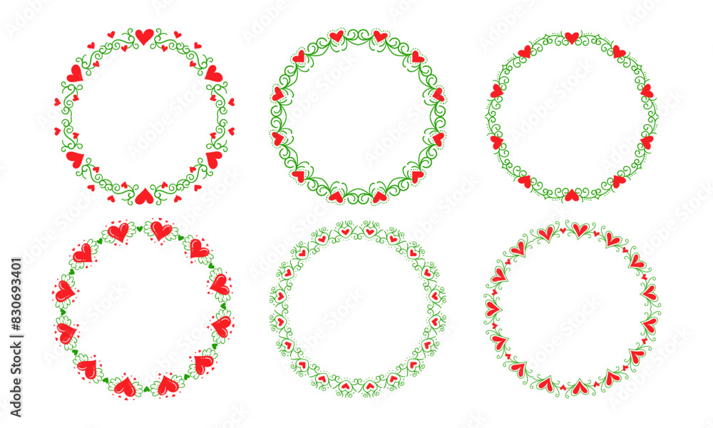 Hand drawn hearts border and frame design collection Hand drawn hearts border and frame design collection