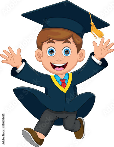 Cartoon happy graduation boy