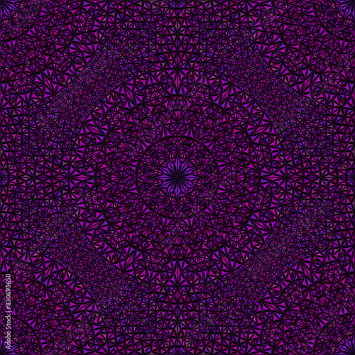 Dark seamless oriental polygon mandala pattern - bohemian kaleidoscope geometrical mosaic violet vector background