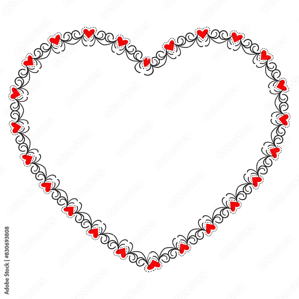 Hand drawn hearts border and frame design Hand drawn hearts border and frame design