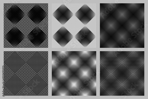 Geometrical circle pattern background set - abstract vector illustration