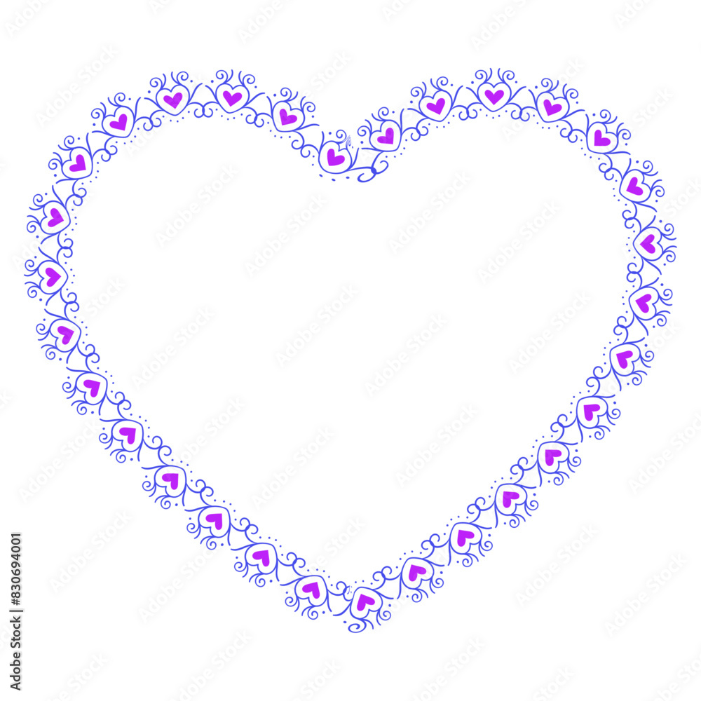 Hand drawn hearts border and frame design Hand drawn hearts border and frame design
