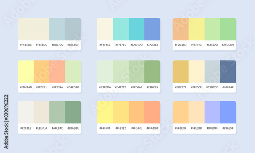 Pantone colour palette catalog samples. Color swatch. Set of abstract color palette banner