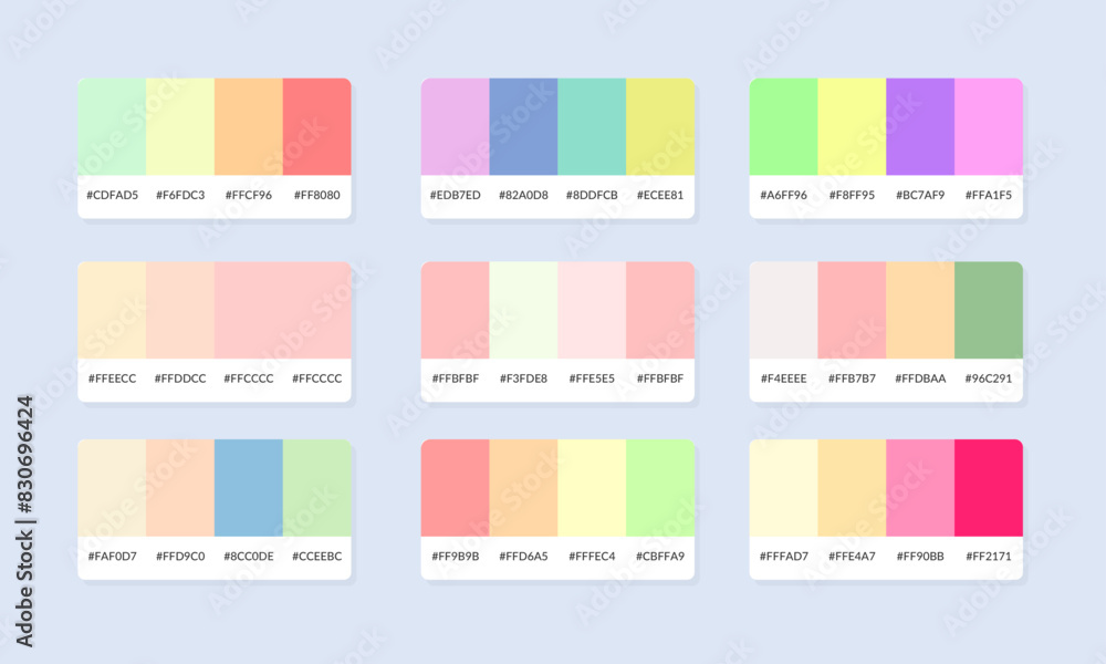 Pantone colour palette catalog samples. Color swatch. Set of abstract color palette banner