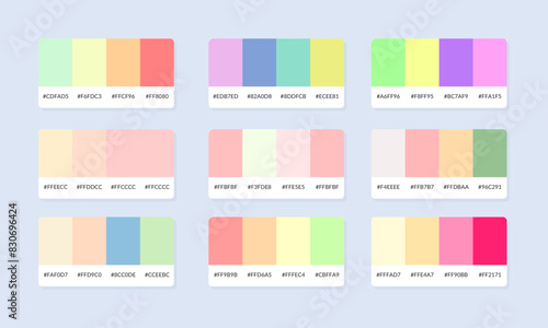 Pantone colour palette catalog samples. Color swatch. Set of abstract color palette banner