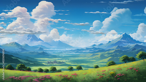 digital colorful fantasy landscape graphics poster background
