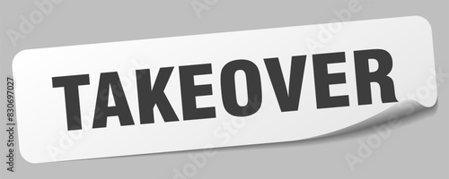 takeover sticker. takeover label