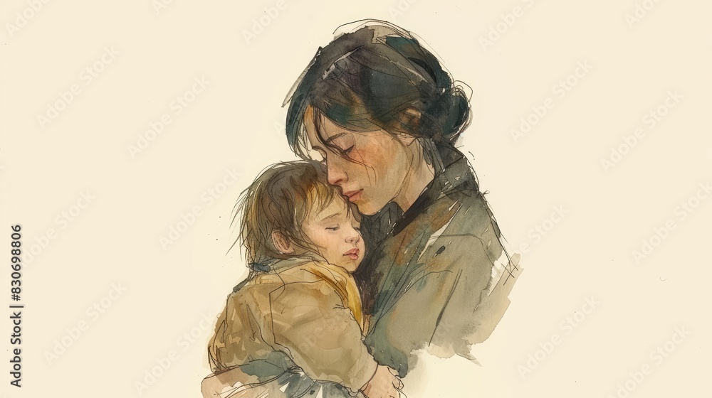 A woman is holding a child in her arms A woman is holding a child in her arms