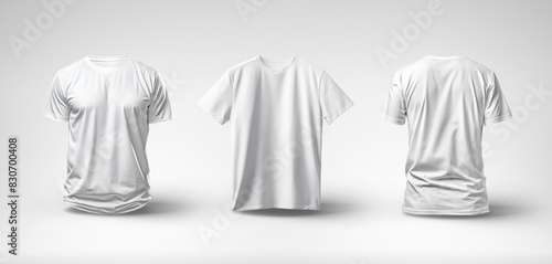 Front and back view of two t-shirts mockup. Blank isolated tshirt template on white. Generative Ai