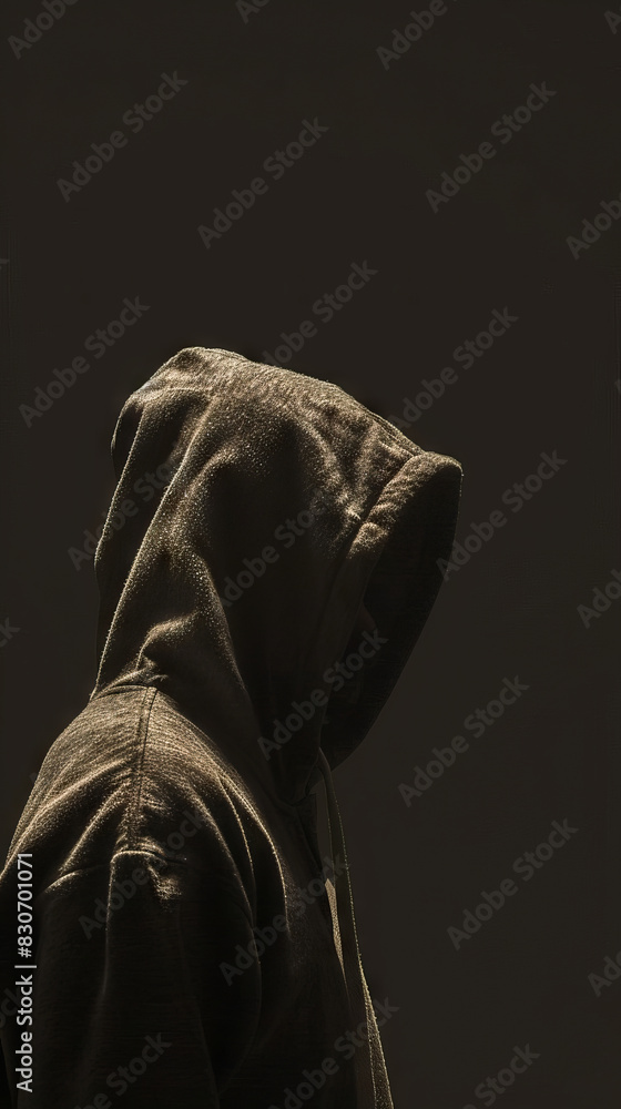 Mysterious Hooded Figure in Dim Light: A Dramatic Portrait Mysterious Hooded Figure in Dim Light: A Dramatic Portrait