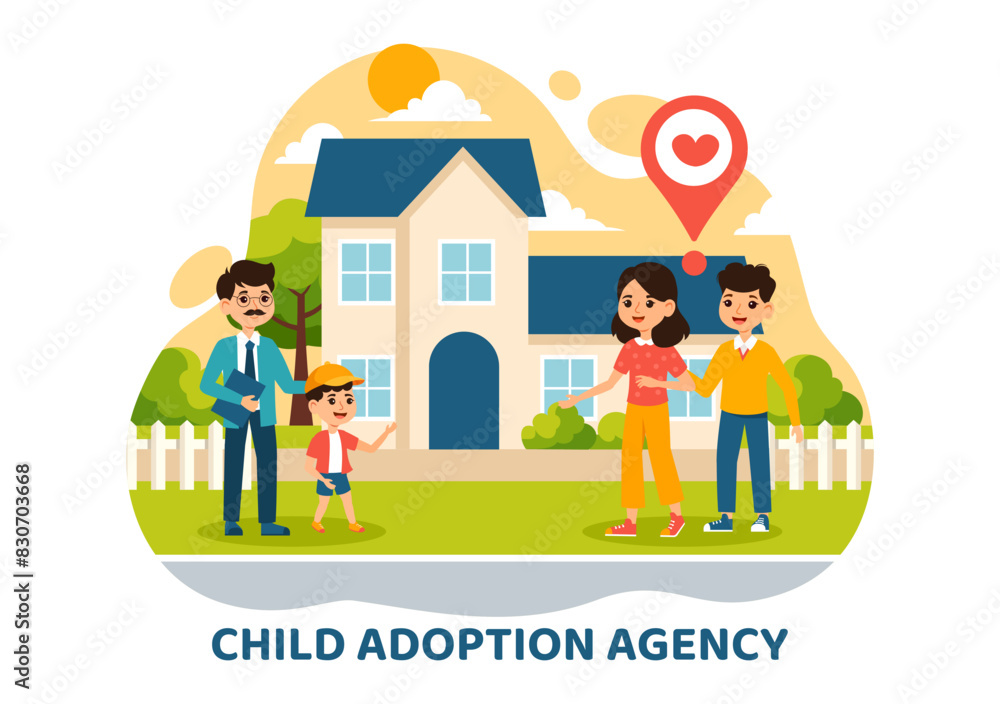 Child Adoption Agency Vector Illustration to Taking Kids to Be Raised and Educated with Love and Affection in a Flat Style Cartoon Background Child Adoption Agency Vector Illustration to Taking Kids to Be Raised and Educated with Love and Affection in a Flat Style Cartoon Background